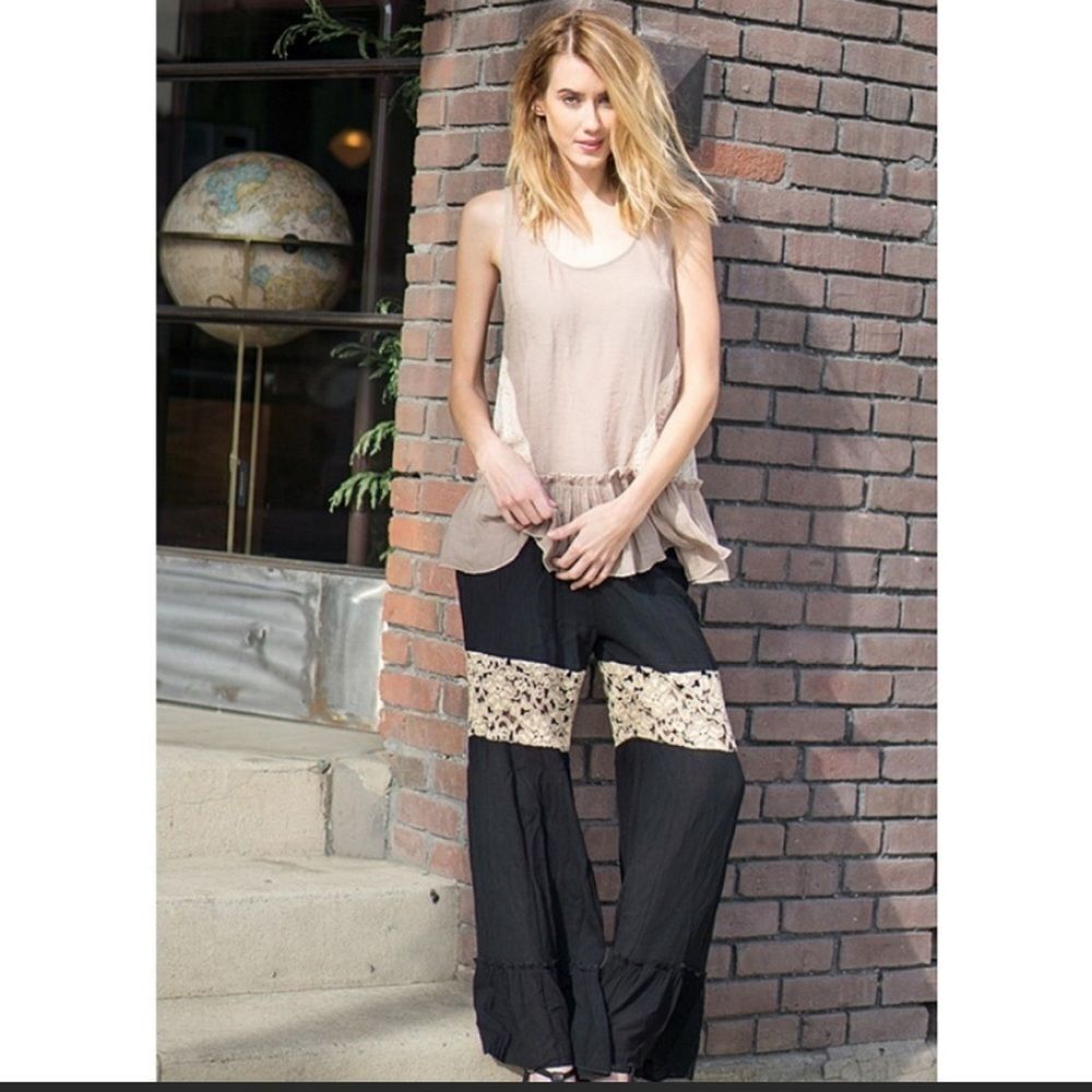 A'Rreve Black Wide Leg Palazzo Pants Size M